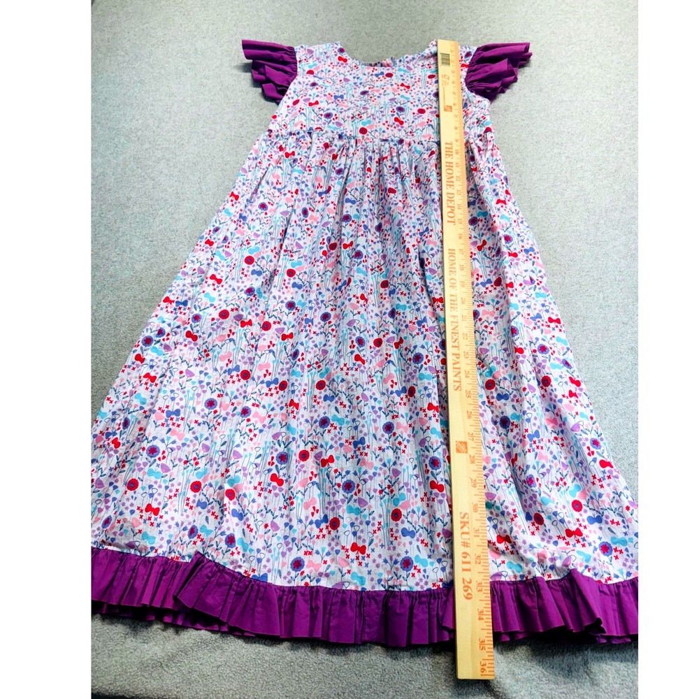 Kracker Jack Kids Maxi Dress Kids Size 8 Purple Floral Ruffle Butterfly Sleeve - Picture 5 of 8